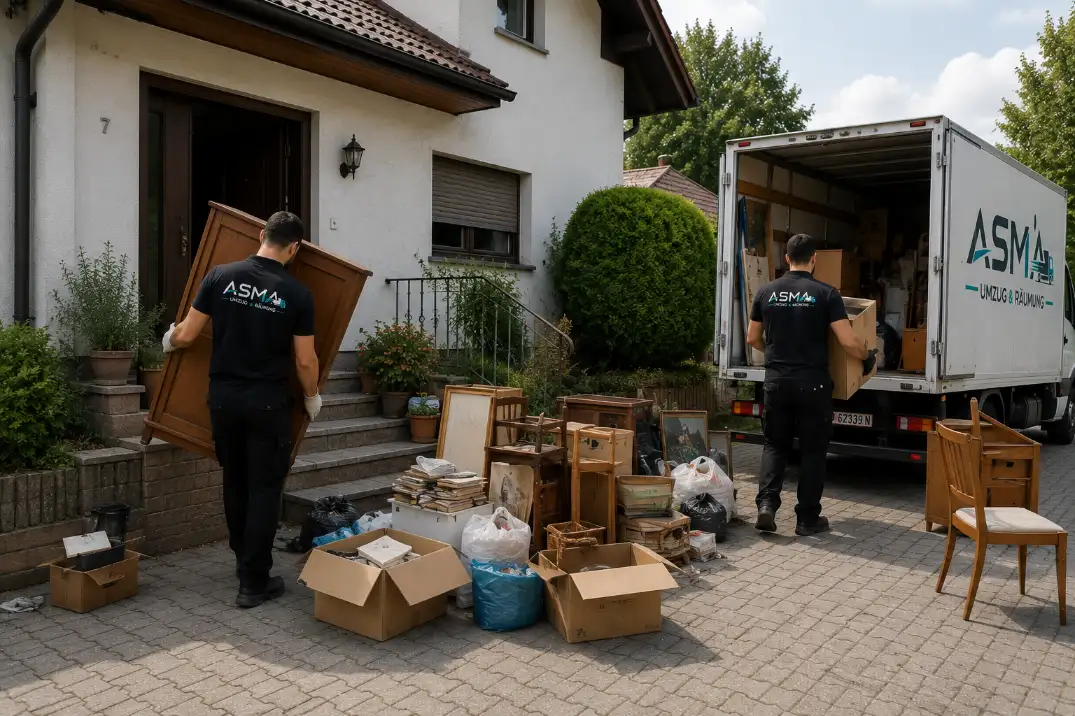 Team von Asma Umzug räumt ein Einfamilienhaus und verlädt Hausrat