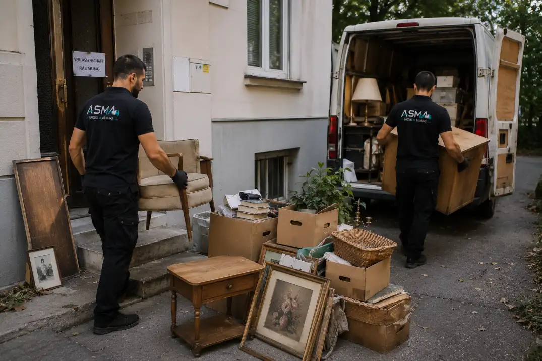 Mitarbeiter von Asma Umzug räumen sorgfältig eine Wohnung im Rahmen einer Verlassenschaft